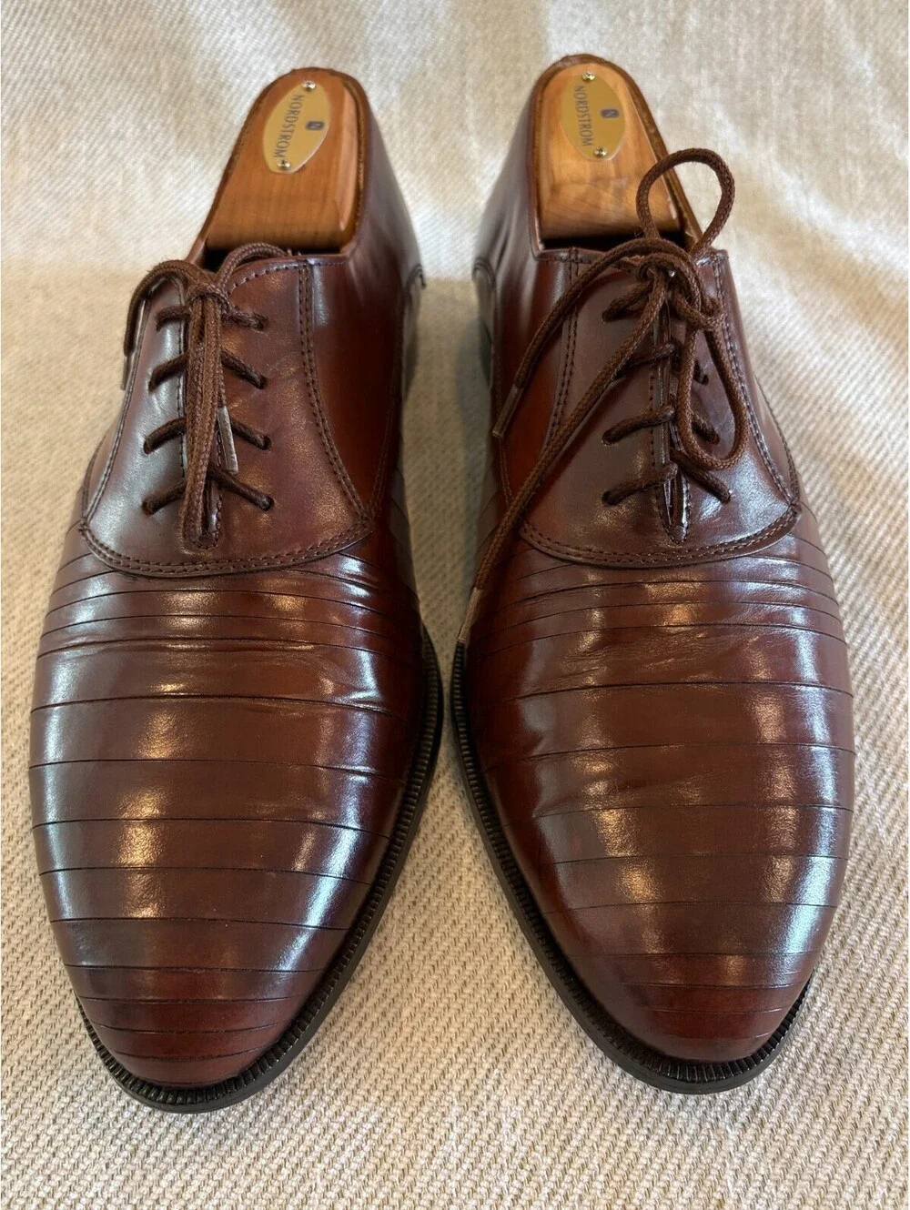 Giorgio Brutini Brown Eel Skin Leather Oxfords Mens 9 D Dress Shoes 652554